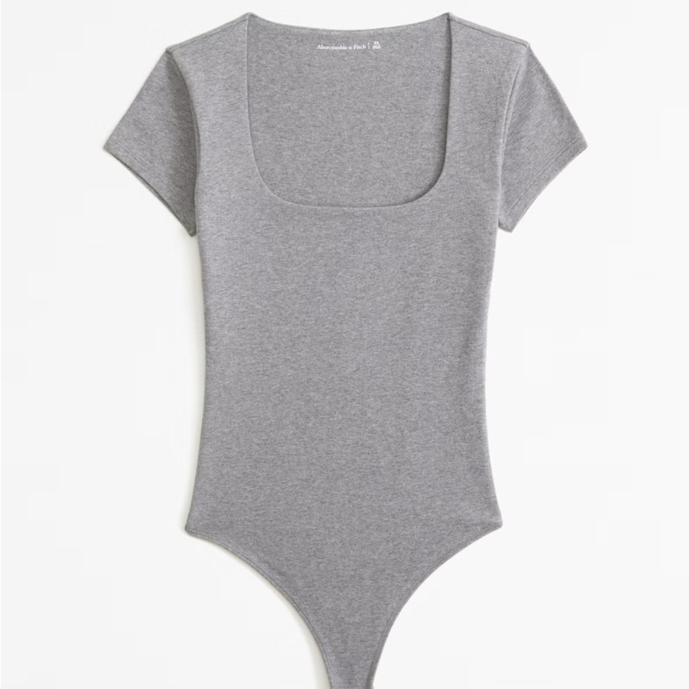 Abercrombie Short-Sleeve Cotton-Blend Seamless Fabric Squareneck Bodysuit